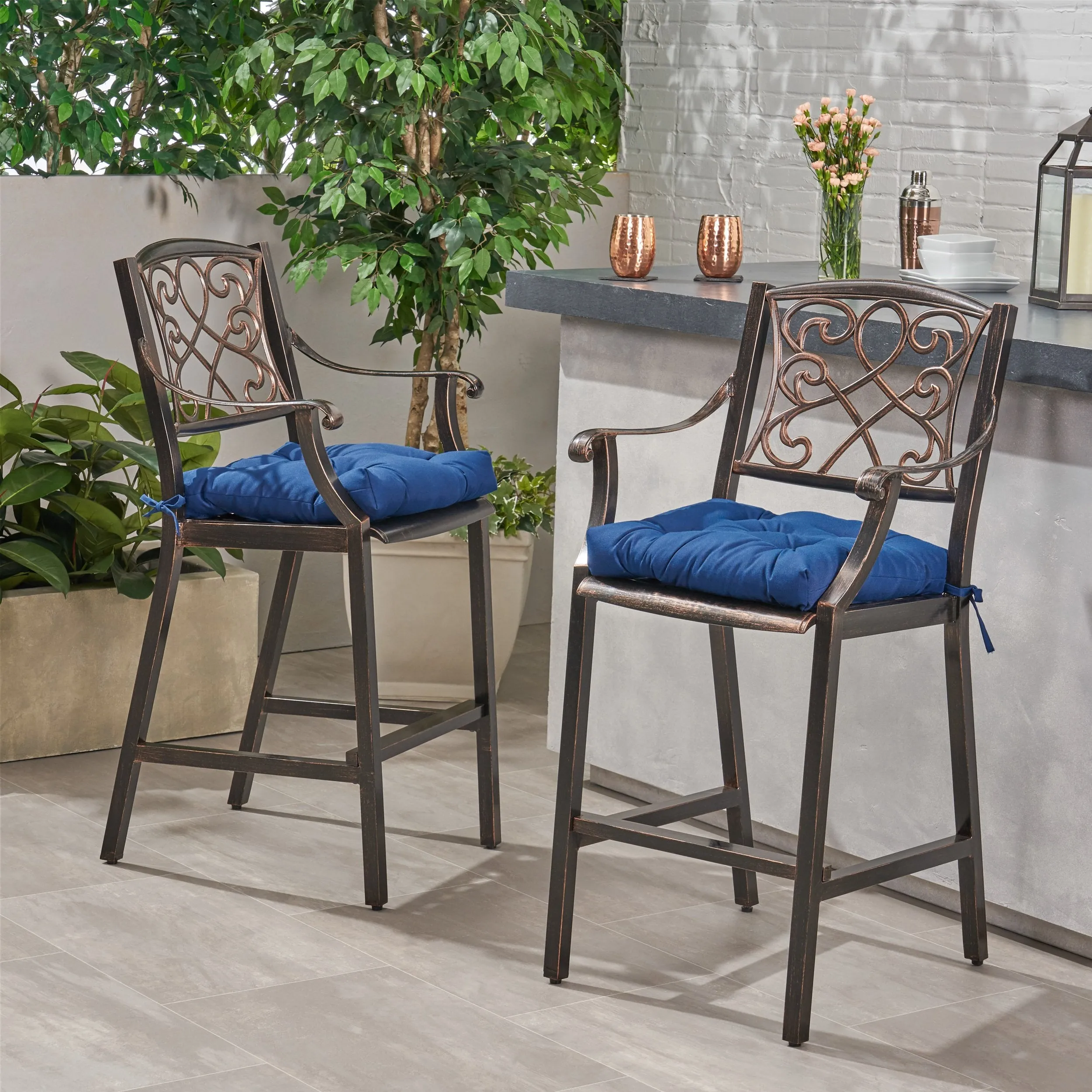 Outdoor Barstool with Cushion (Set of 2) - NH561013