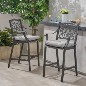 Outdoor Barstool with Cushion (Set of 2) - NH581013 patio chairs, outdoor seating