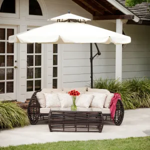 Outdoor Beige Cantilever Patio Umbrella & Base - NH934592 cowhide rug, luxury rug