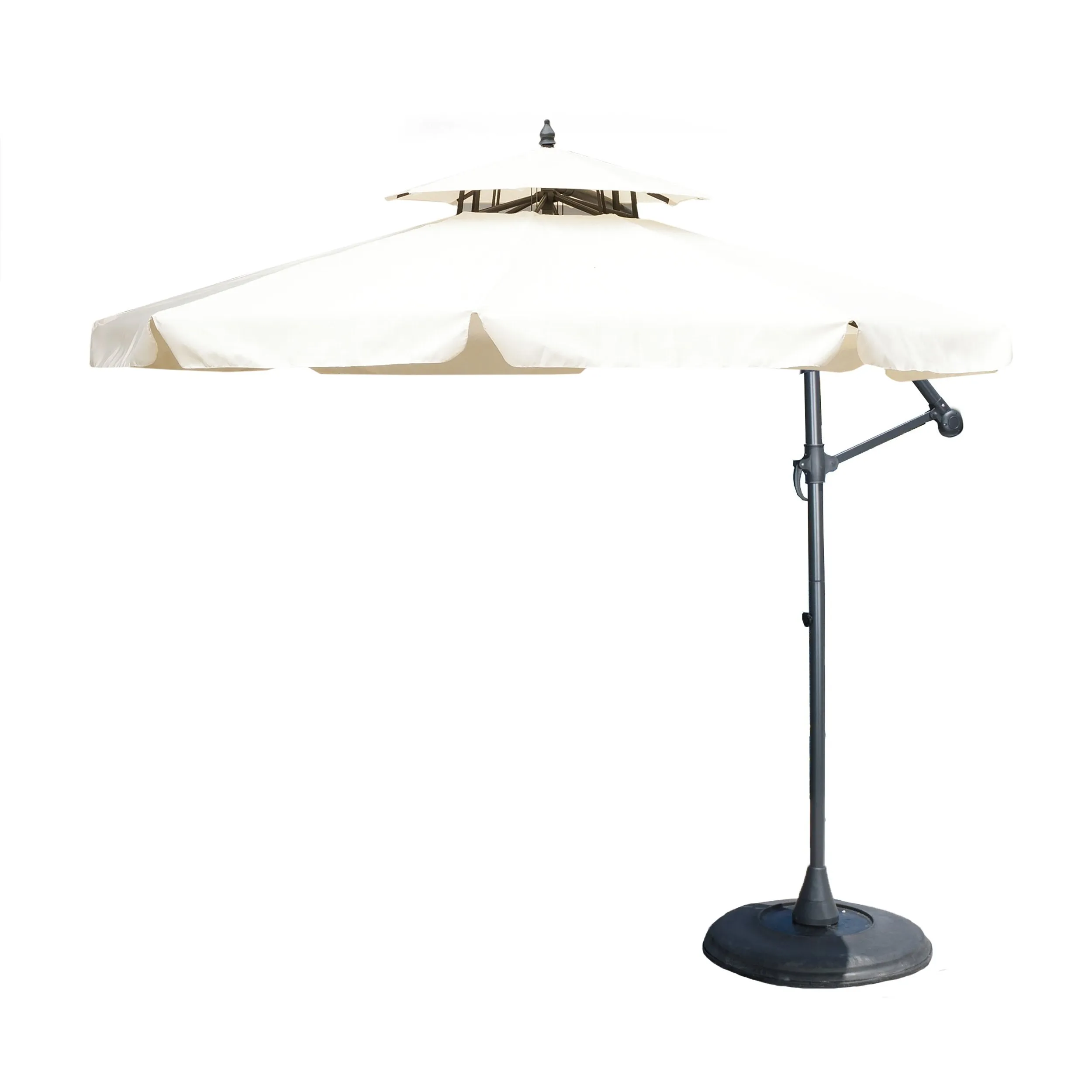Outdoor Beige Cantilever Patio Umbrella & Base - NH934592