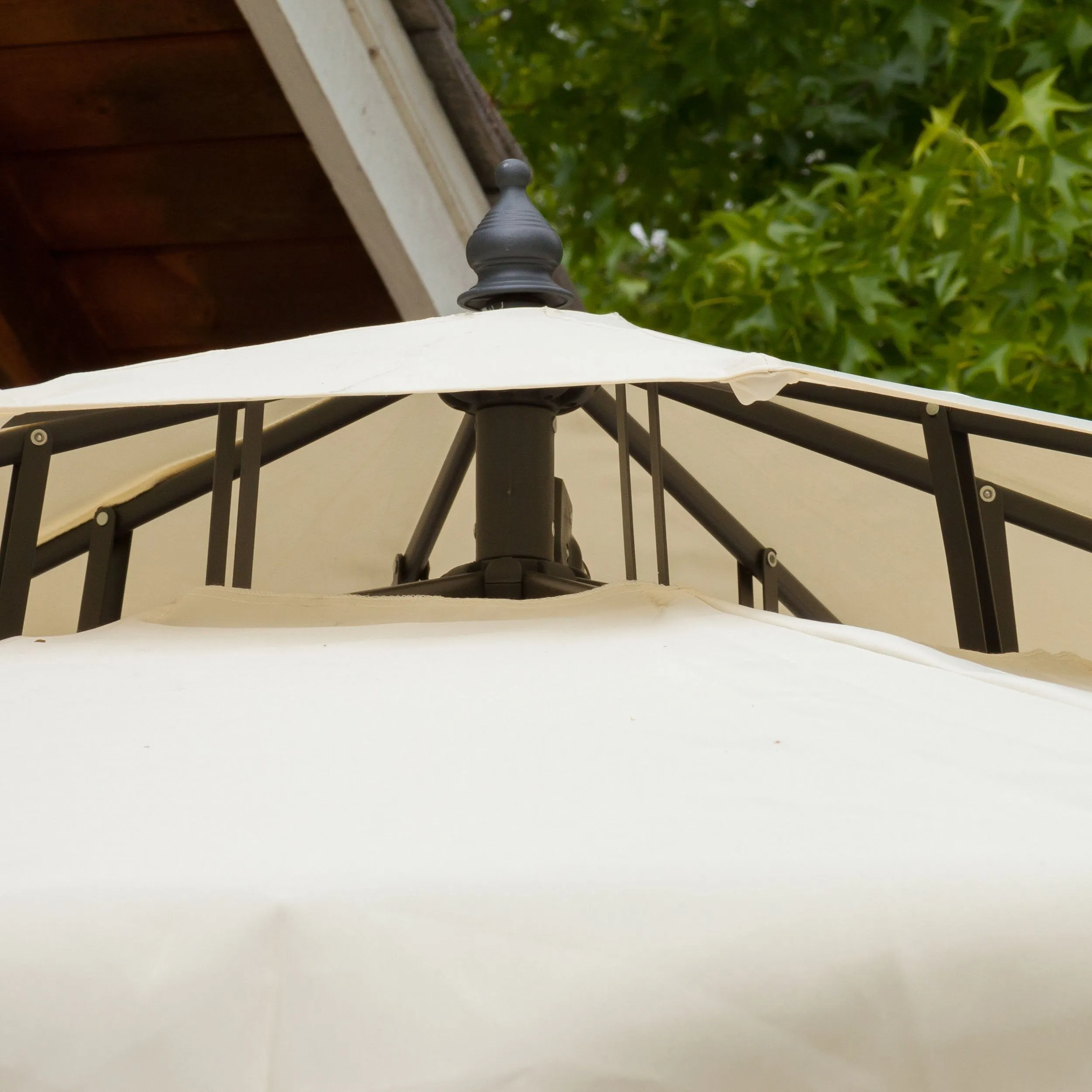 Outdoor Beige Cantilever Patio Umbrella & Base - NH934592