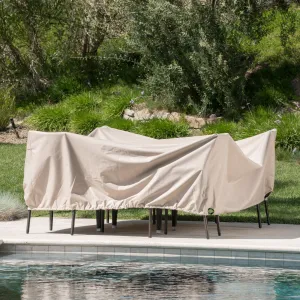 Outdoor Beige Waterproof Fabric Dining Set Cover - NH615003 patio chairs, outdoor seating