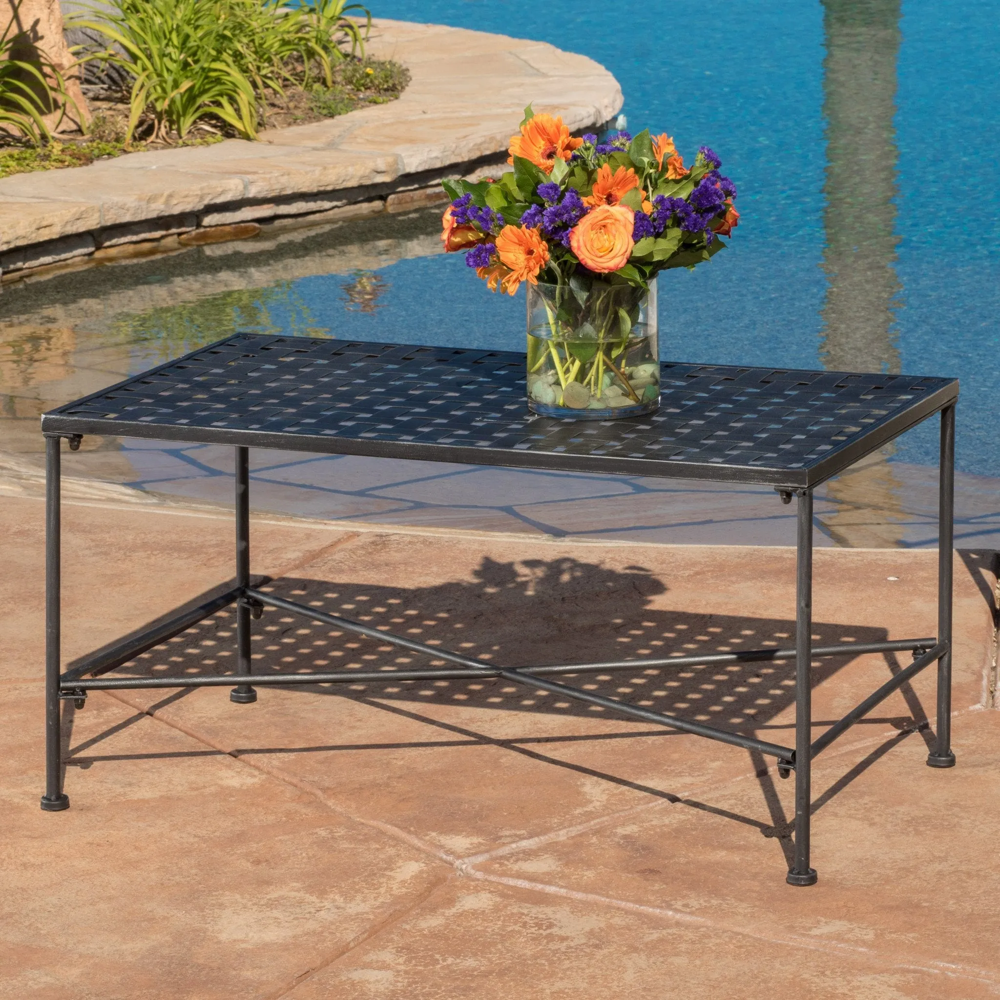 Outdoor Black Iron Coffee Table - NH647692 coffee table, accent table
