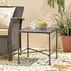 Outdoor Black Iron Side Table - NH547692 coffee table, accent table