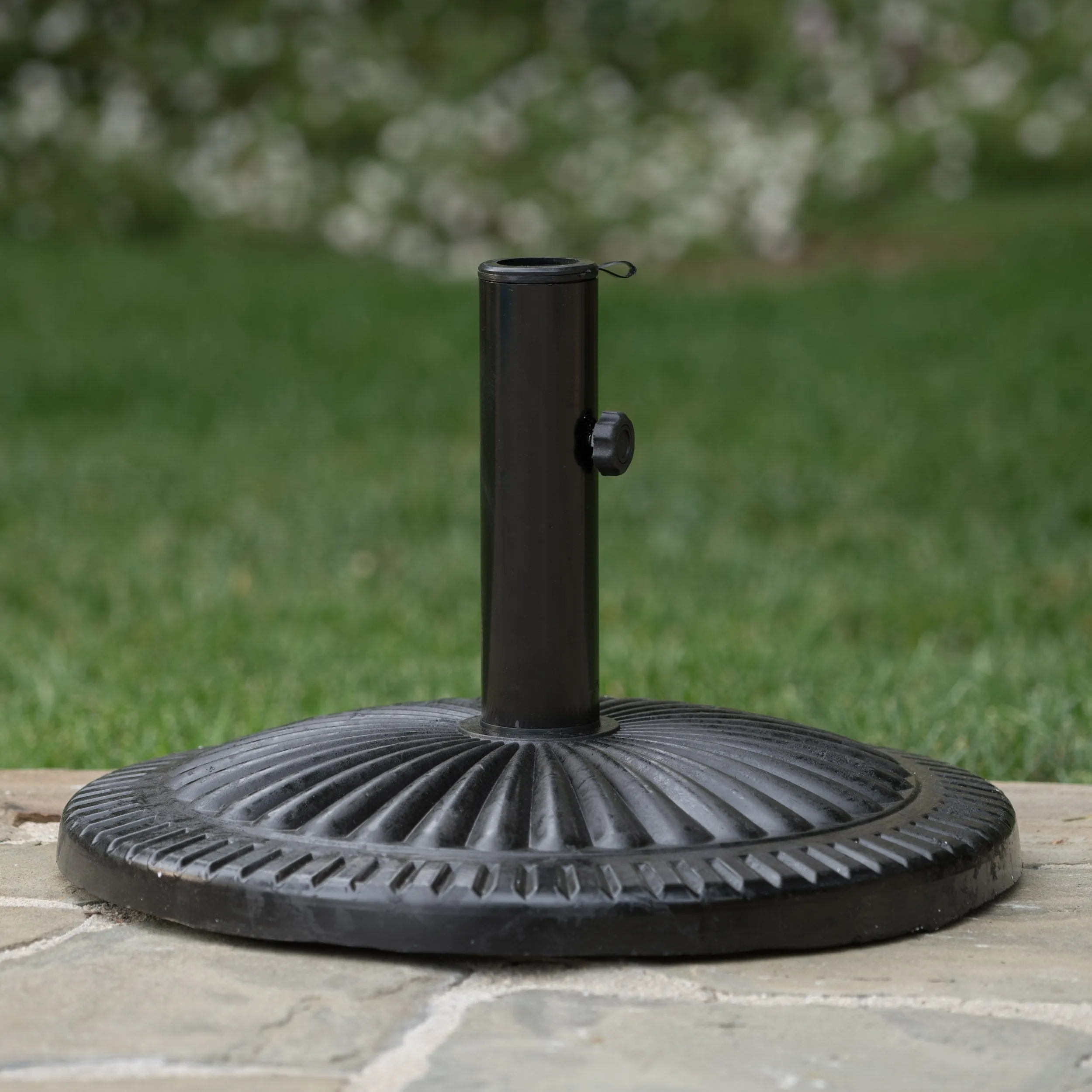 Outdoor Black Resin and Steel Umbrella Base - NH283003 cowhide rug, luxury rug