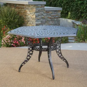 Outdoor Black Sand Cast Aluminum Hexagon Table - NH015692 patio chairs, outdoor seating