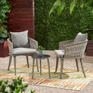 Outdoor Boho Wicker Chat Set with Side Table - NH622113 patio chairs, outdoor seating