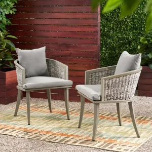 Outdoor Boho Wicker Club Chair with Cushions (Set of 2) - NH422113 chandelier, pendant light