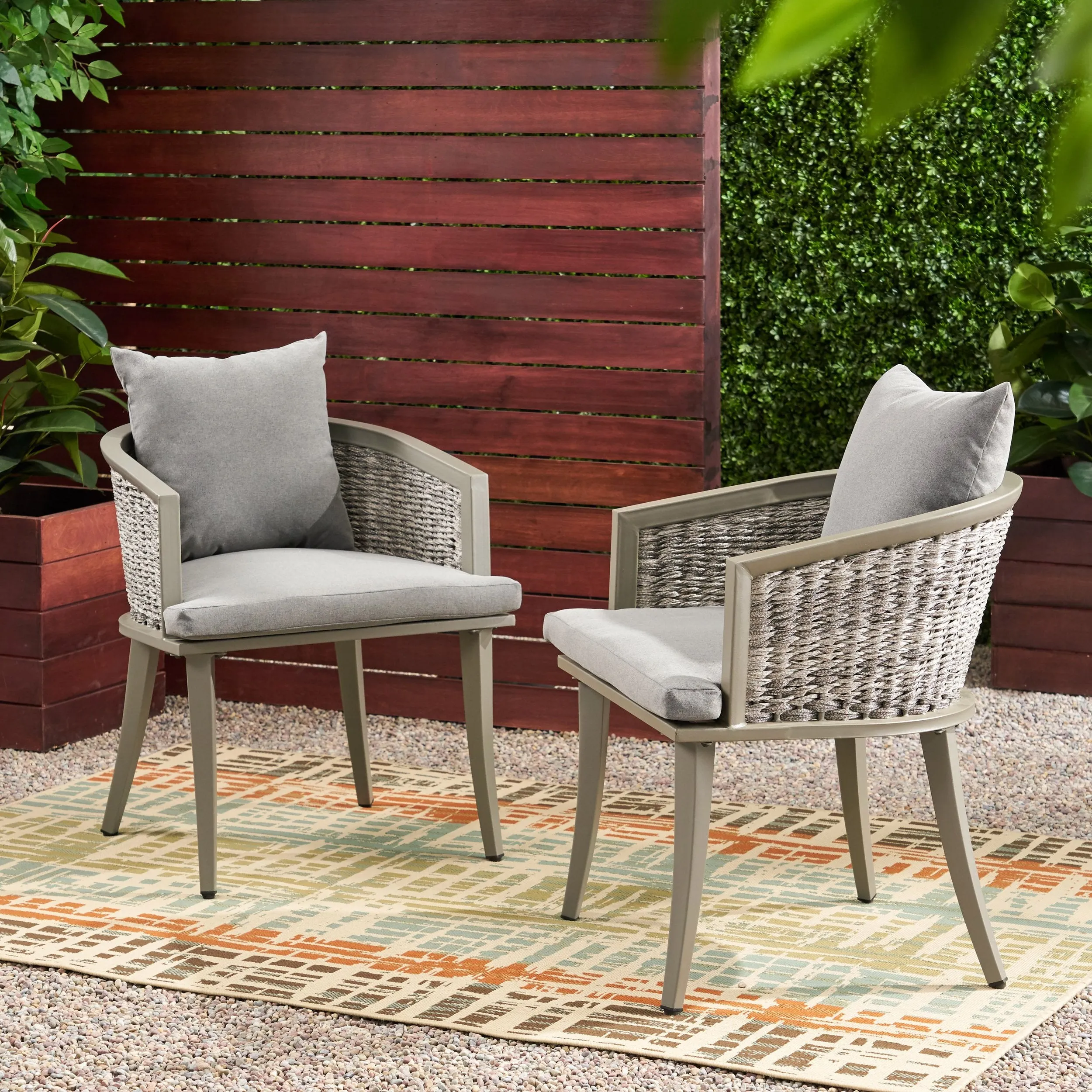 Outdoor Boho Wicker Club Chair with Cushions (Set of 2) - NH422113 chandelier, pendant light
