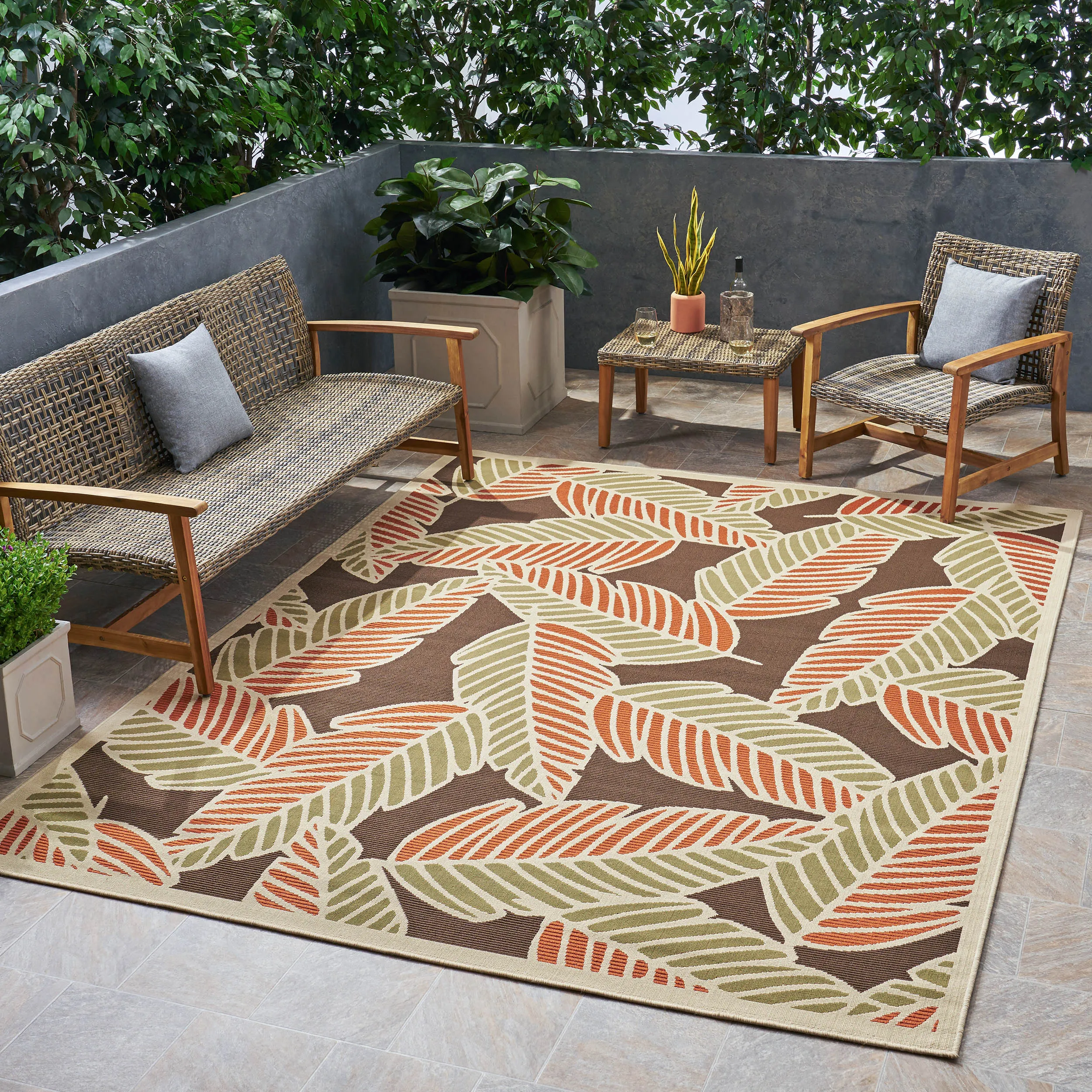 Outdoor Botanical Area Rug - NH795803 patio chairs, outdoor seating