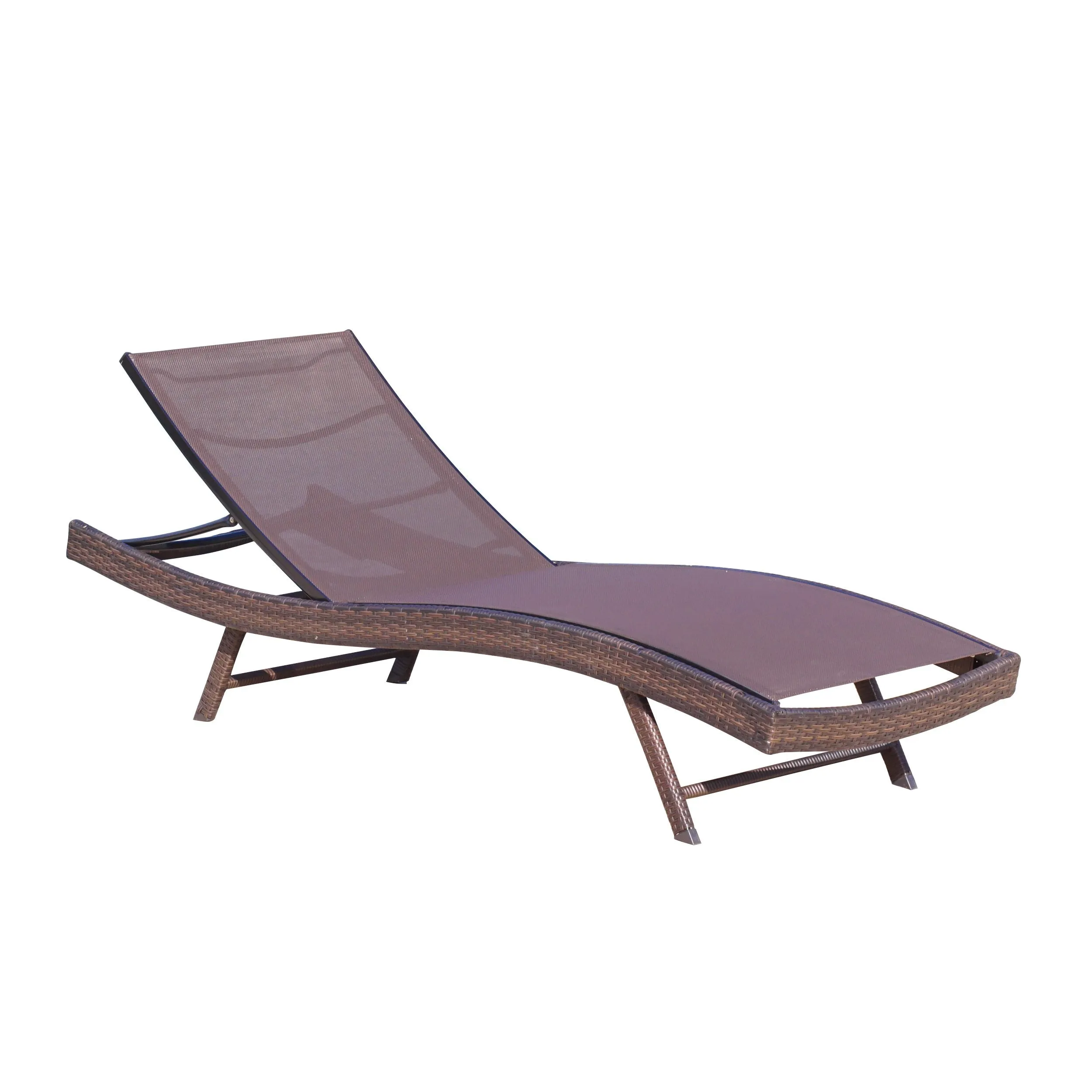 Outdoor Brown Mesh Chaise Lounge Chair - NH255592