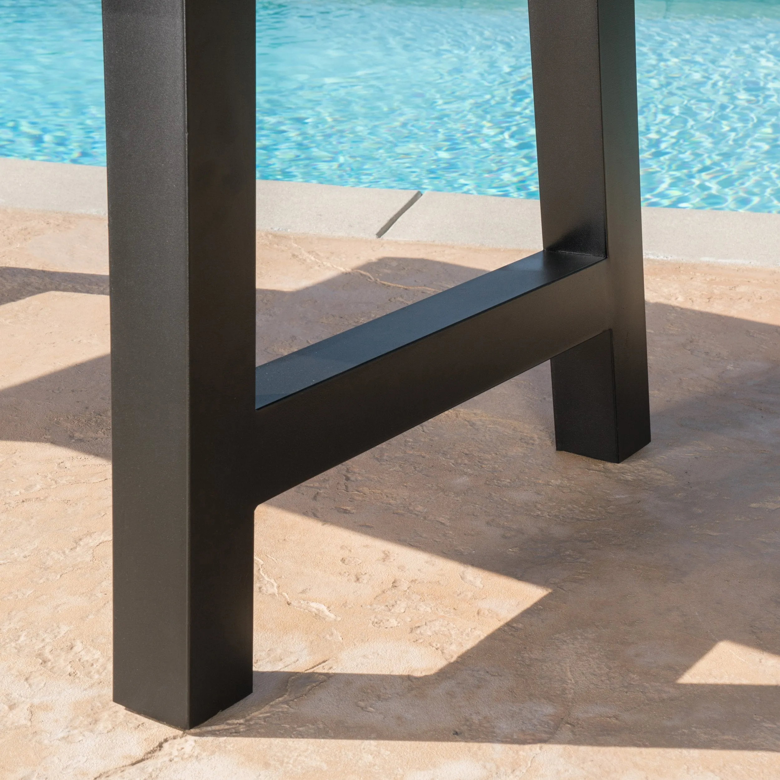 Outdoor Brown Stone Finish Light Weight Concrete Dining Table - NH729303