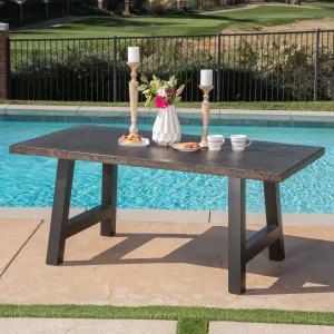 Outdoor Brown Stone Finish Light Weight Concrete Dining Table - NH729303 patio chairs, outdoor seating