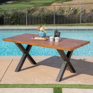 Outdoor Brown Walnut Finish Lightweight Concrete Dining Table - NH967303 patio chairs, outdoor seating