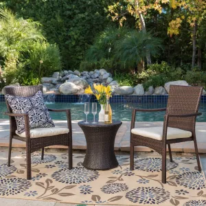 Outdoor Brown Wicker 3 Piece Chat Set - NH624992 patio chairs, outdoor seating