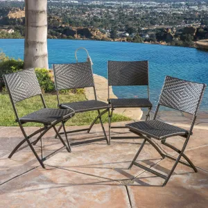 Outdoor Brown Wicker Folding Chair (Set of 4) - NH324692 chandelier, pendant light