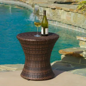 Outdoor Brown Wicker Hourglass Side Table - NH547592 coffee table, accent table