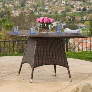 Outdoor Brown Wicker Round Dining Table - NH867692 patio chairs, outdoor seating