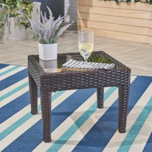 Outdoor Brown Wicker Side Table - NH460692 coffee table, accent table