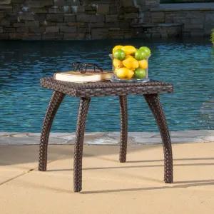 Outdoor Brown Wicker Side Table - NH727692 patio chairs, outdoor seating