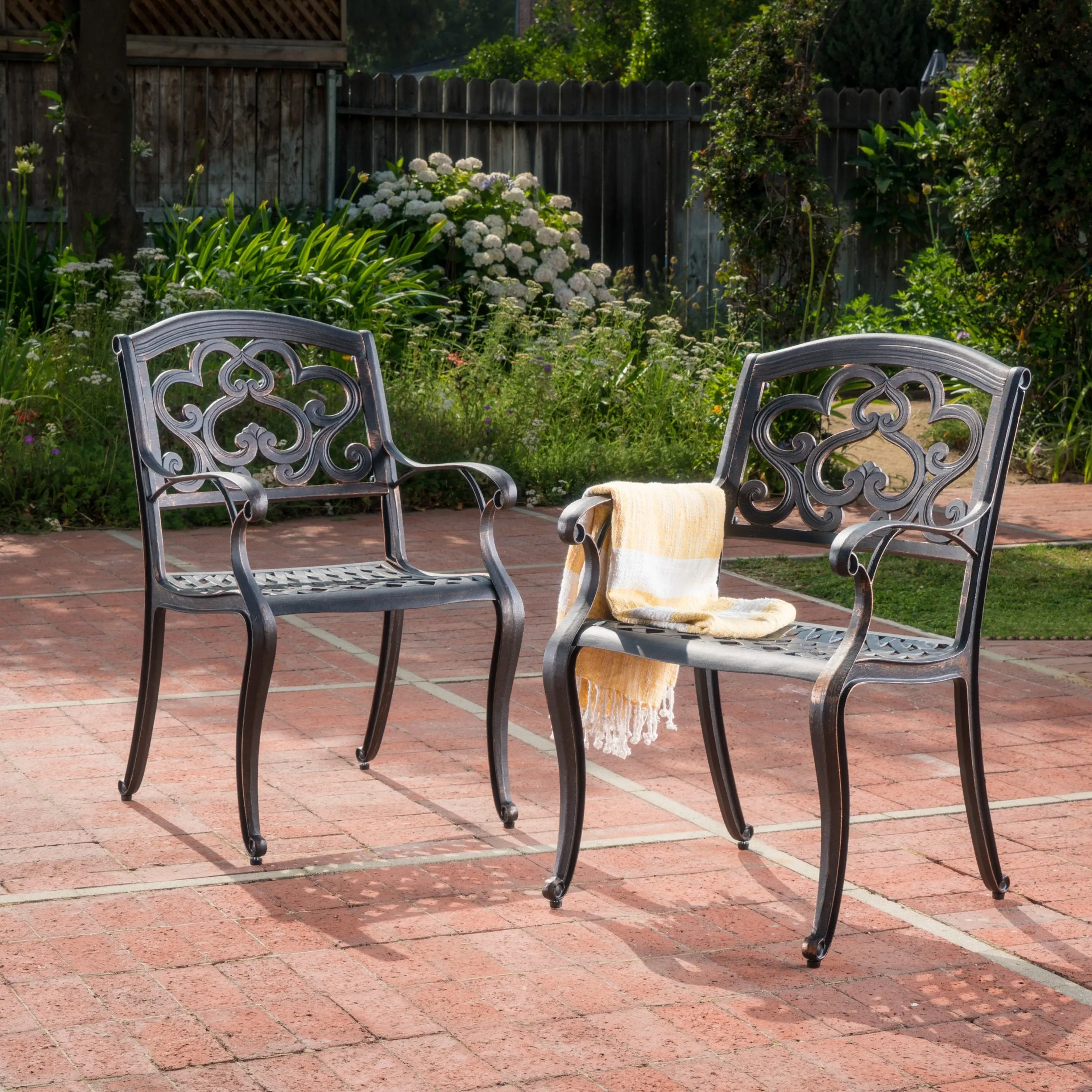 Outdoor Cast Aluminum Dining Chairs (Set of 2) - NH086003 chandelier, pendant light