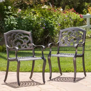 Outdoor Cast Aluminum Dining Chairs (Set of 2), Patina Copper - NH366003 chandelier, pendant light