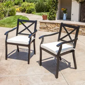 Outdoor Cast Aluminum Dining Chairs w/ Water Resistant Cushions (Set of 2) - NH170103 chandelier, pendant light