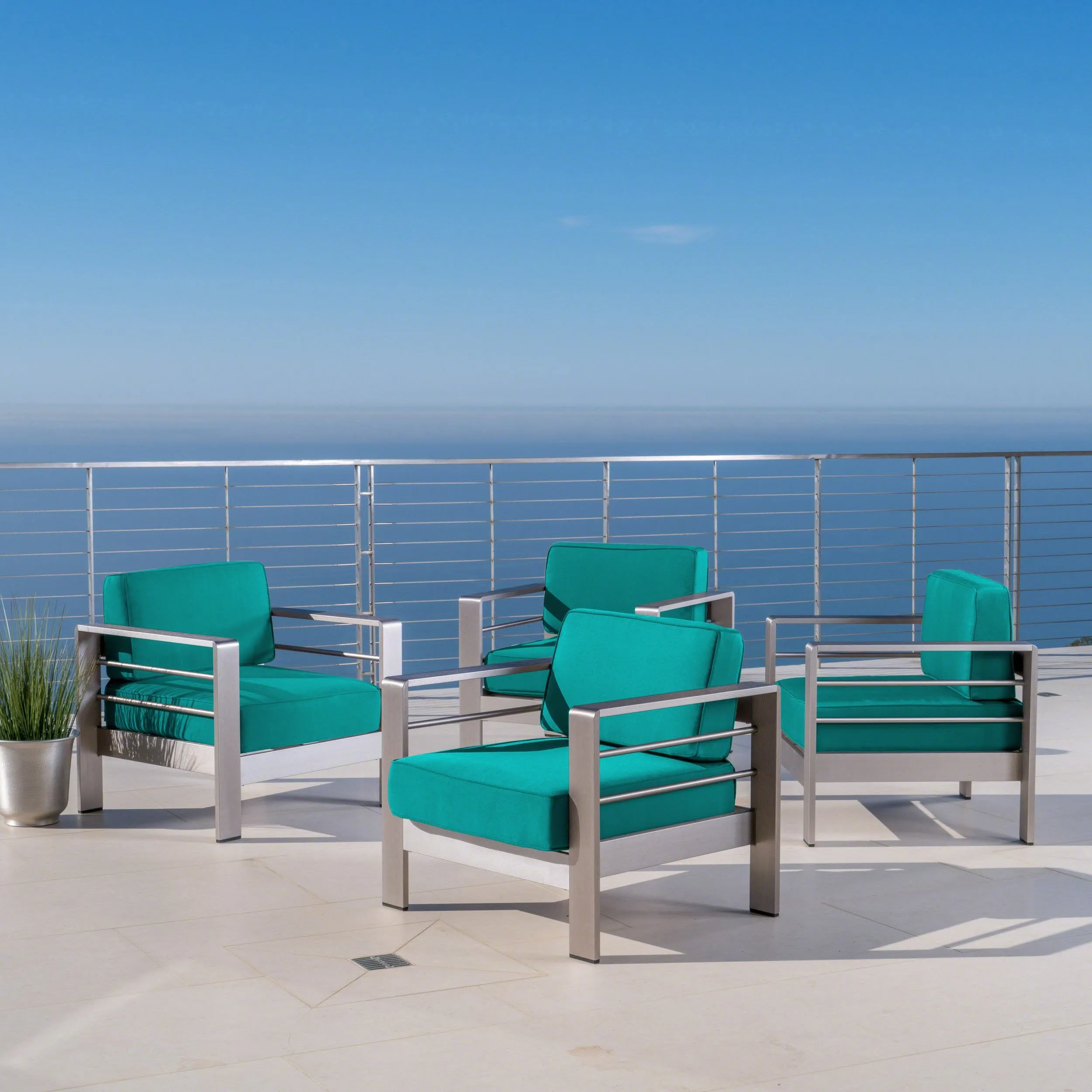Outdoor Club Chair with Cushion (Set of 4) - NH767403 patio chairs, outdoor seating