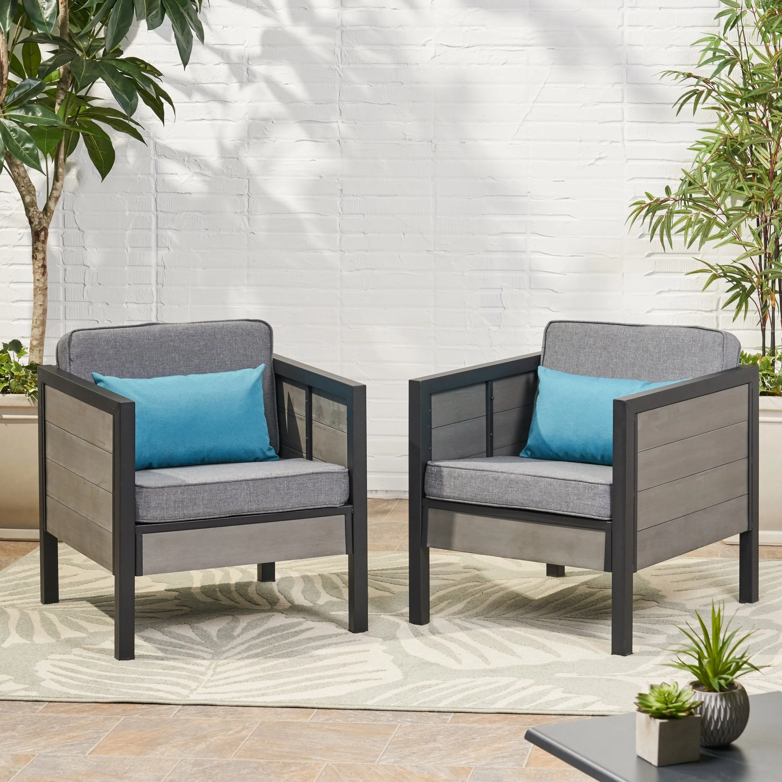 Outdoor Club Chair with Cushions (Set of 2) - NH474113 chandelier, pendant light