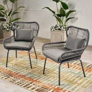 Outdoor Club Chairs, Steel and Rope, Water-Resistant Cushions, Boho - NH705703 chandelier, pendant light