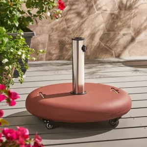 Outdoor Concrete Circular 80lb Umbrella Base with Steel Umbrella Holder - NH689303 cowhide rug, luxury rug