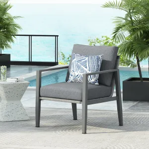 Outdoor Contemporary Gray Rope Accent Chair Club Chair, Aluminum chandelier, pendant light