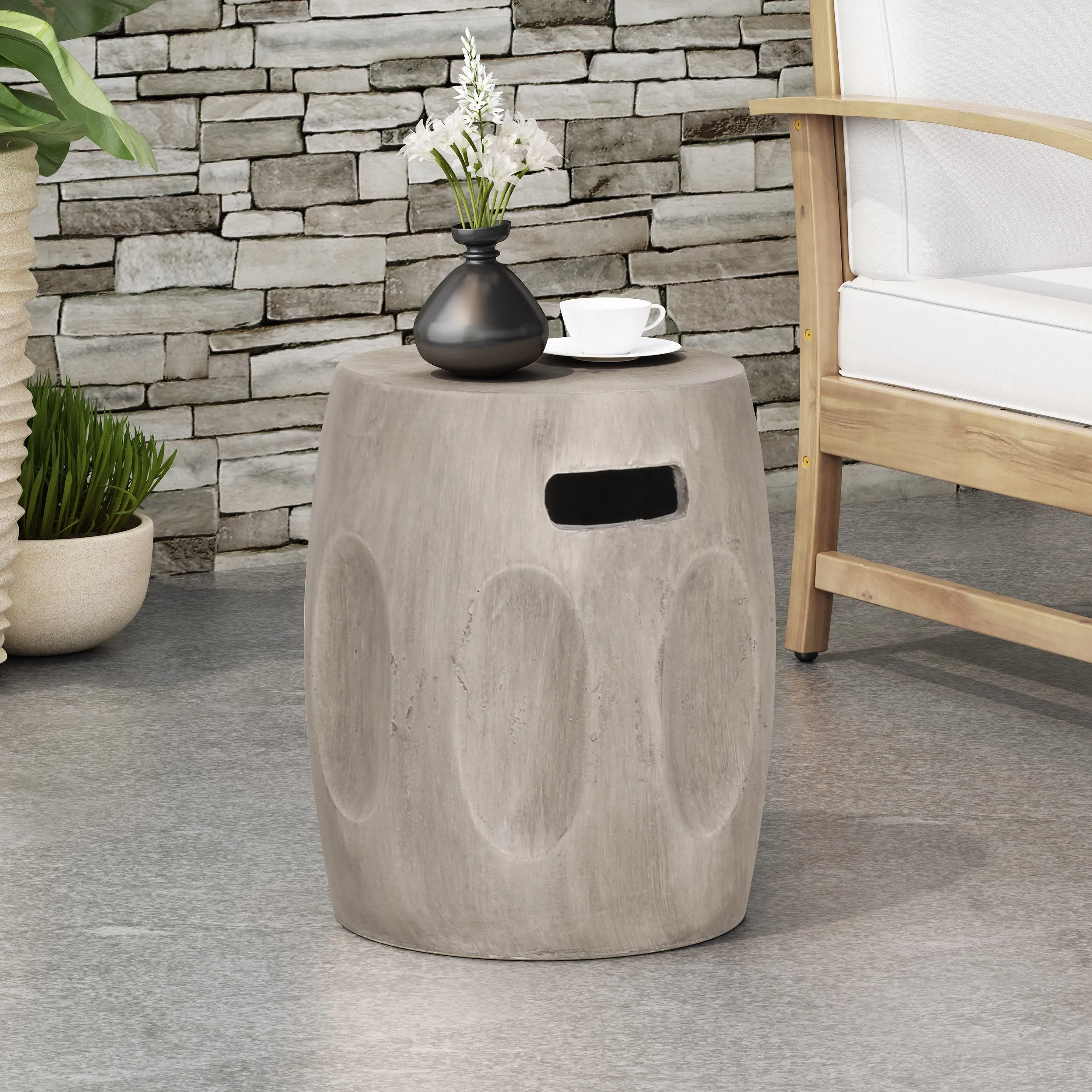 Outdoor Contemporary Lightweight Concrete Accent Side Table - NH267213 coffee table, accent table