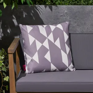 Outdoor Cushion, 17.75" Square, Abstract Geometric Pattern, White, Gray - NH151703 patio chairs, outdoor seating