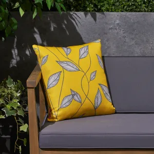 Outdoor Cushion, 17.75" Square, Cute Leaves, Yellow, Cream, Gray - NH531703 patio chairs, outdoor seating
