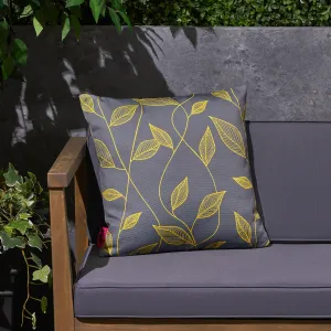 Outdoor Cushion, 17.75" Square, Cute Leaves, Yellow, Gray - NH341703 patio chairs, outdoor seating