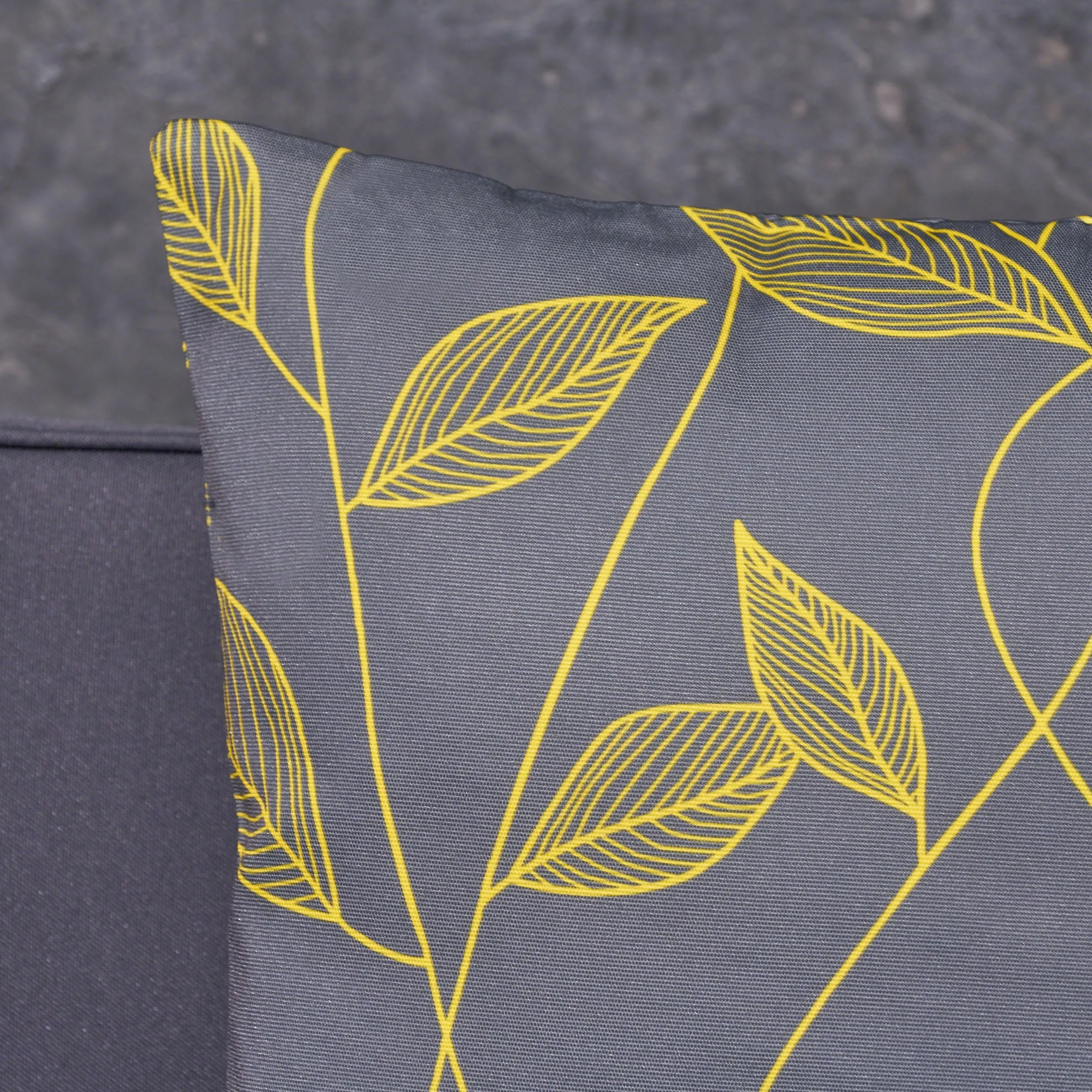 Outdoor Cushion, 17.75" Square, Cute Leaves, Yellow, Gray - NH341703