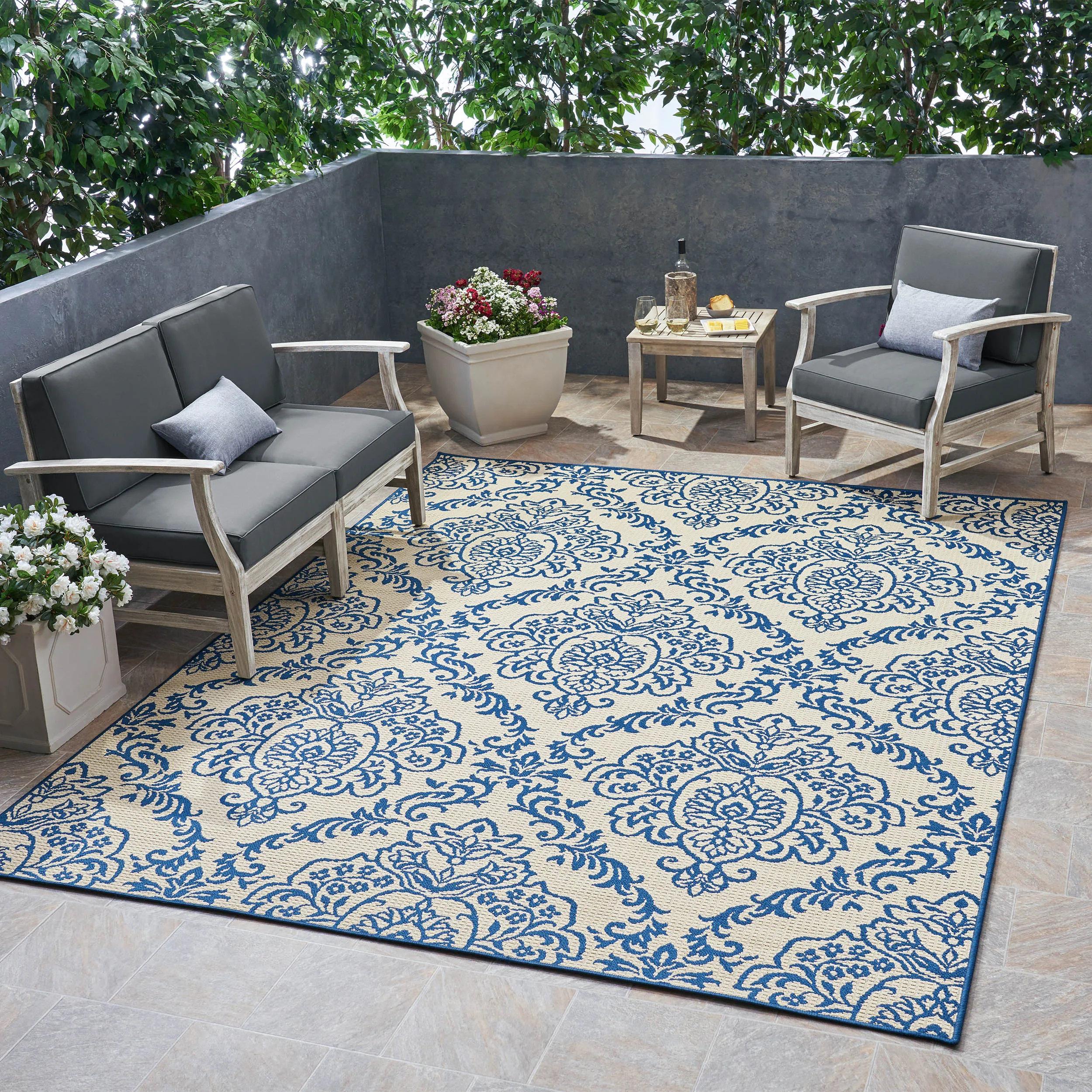Outdoor Damask Area Rug - NH925803 patio chairs, outdoor seating