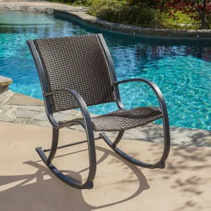 Outdoor Dark Brown Wicker Rocking Chair - NH456592 chandelier, pendant light