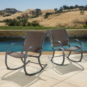 Outdoor Dark Brown Wicker Rocking Chairs - NH997592 chandelier, pendant light