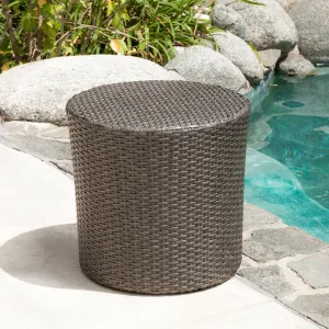 Outdoor Dark Grey Wicker Barrel Side Table - NH160592 coffee table, accent table