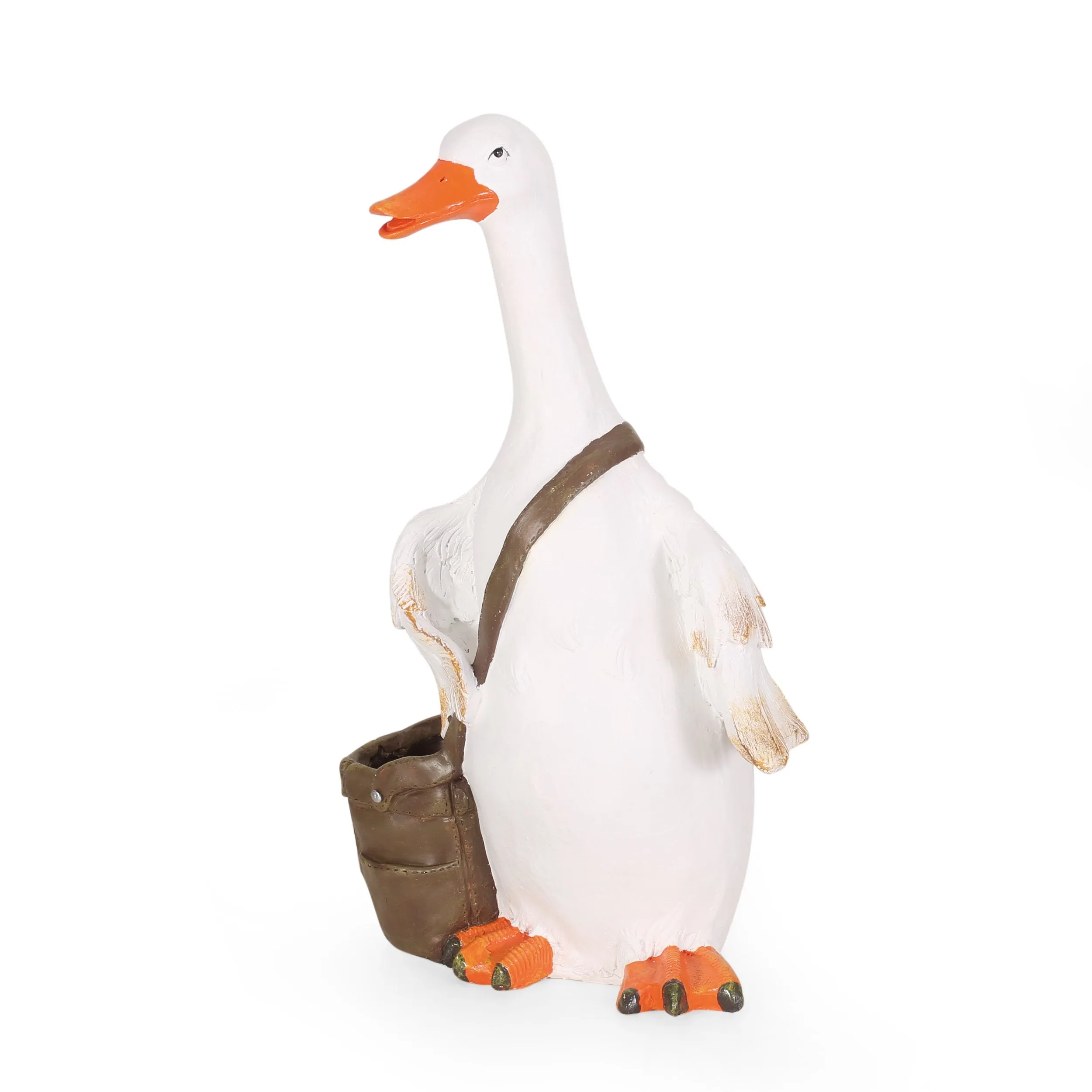Outdoor Decorative Goose Planter, White and Brown - NH679413 patio chairs, outdoor seating