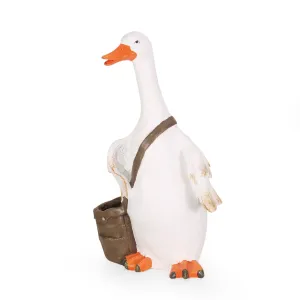 Outdoor Decorative Goose Planter, White and Brown - NH679413 patio chairs, outdoor seating