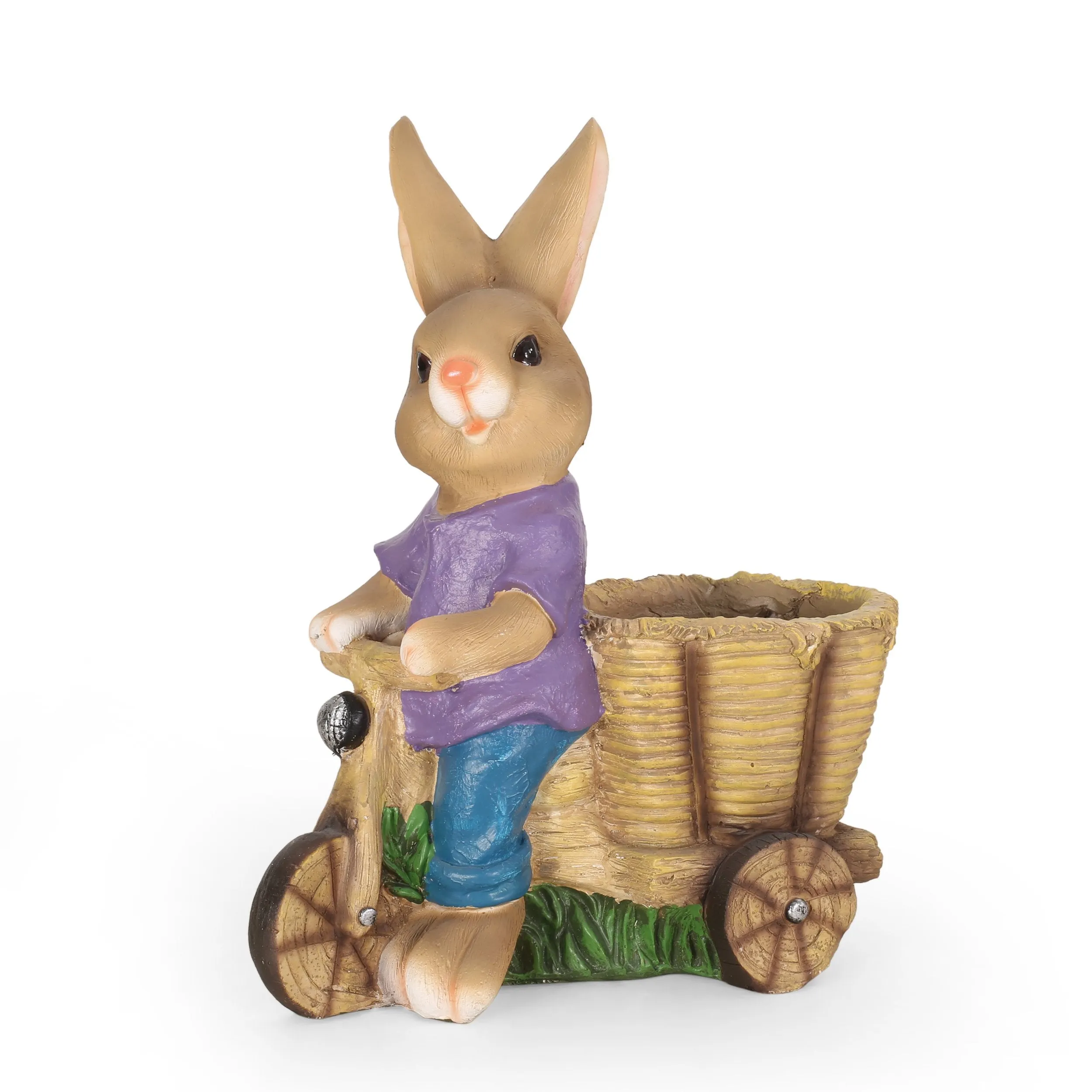 Outdoor Decorative Rabbit Planter, Brown and Blue - NH199413 patio chairs, outdoor seating