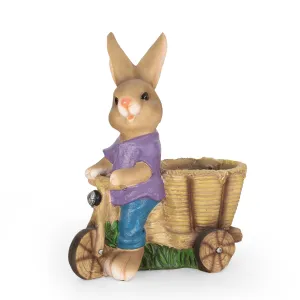Outdoor Decorative Rabbit Planter, Brown and Blue - NH199413 patio chairs, outdoor seating