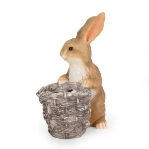 Outdoor Decorative Rabbit Planter, White and Brown - NH989413 patio chairs, outdoor seating