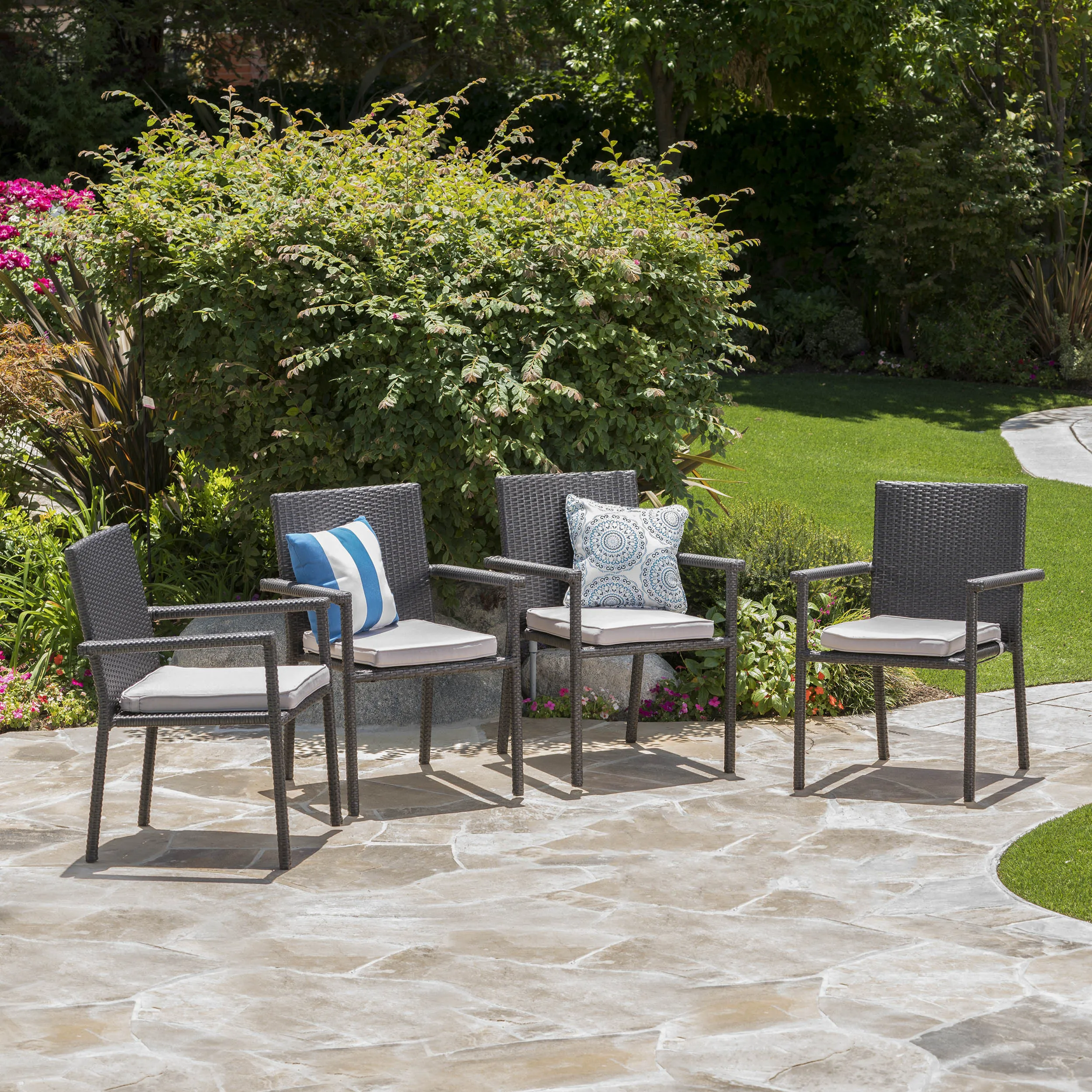Outdoor Dining Chairs with Water Resistant Cushions (Set of 4) - NH528003 chandelier, pendant light
