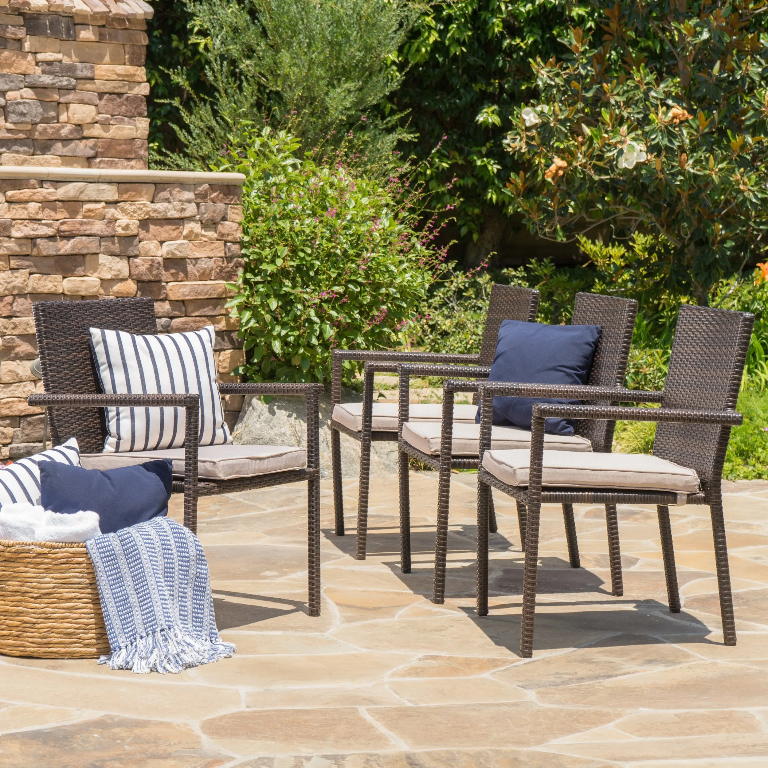 Outdoor Dining Chairs with Water Resistant Cushions (Set of 4) - NH528003
