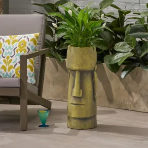 Outdoor Easter Island Tiki Urn, Antique Green Finish - NH952903 patio chairs, outdoor seating