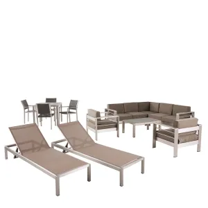 Outdoor Estate Collection Patio Set with Tempered Glass Top Dining Table - NH910703 patio chairs, outdoor seating